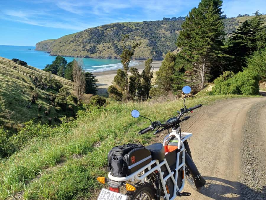 Akaroa: Lonely Beach Trail by E-Scooter. selfguided day out - How the scooters work, speed limits, and what safety feels like