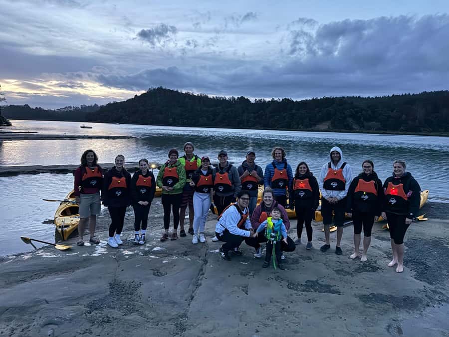 Auckland: Night Kayak Tour in Glowing Bioluminescent Waters - Getting dressed for a cold, wet, starry evening
