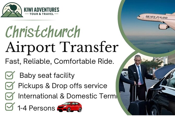 Christchurch INTL Airport Car Transfer to City max 4 persons - Christchurch Airport to Central City, Fast and Private