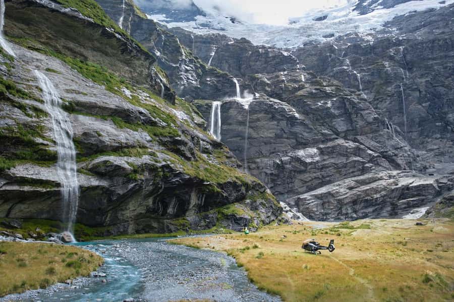 Earnslaw Burn Glacier & Waterfalls | 45 mins from Glenorchy - The hanging glacier moment: blue ice up close