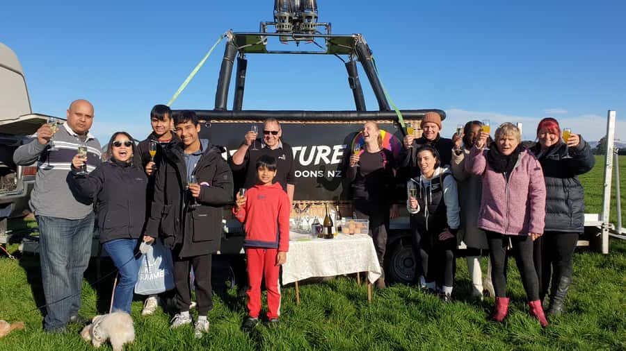 From Methven: Hot Air Balloon Flight in Canterbury with Wine - Toast after landing: sparkling wine or juice and the celebration vibe