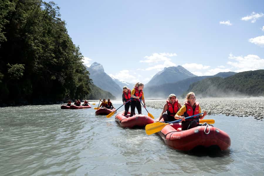 From Queenstown: Dart River Canoe & Jet Boat Day Trip - Funyak (inflatable canoe) downstream: easy paddling, big river moments