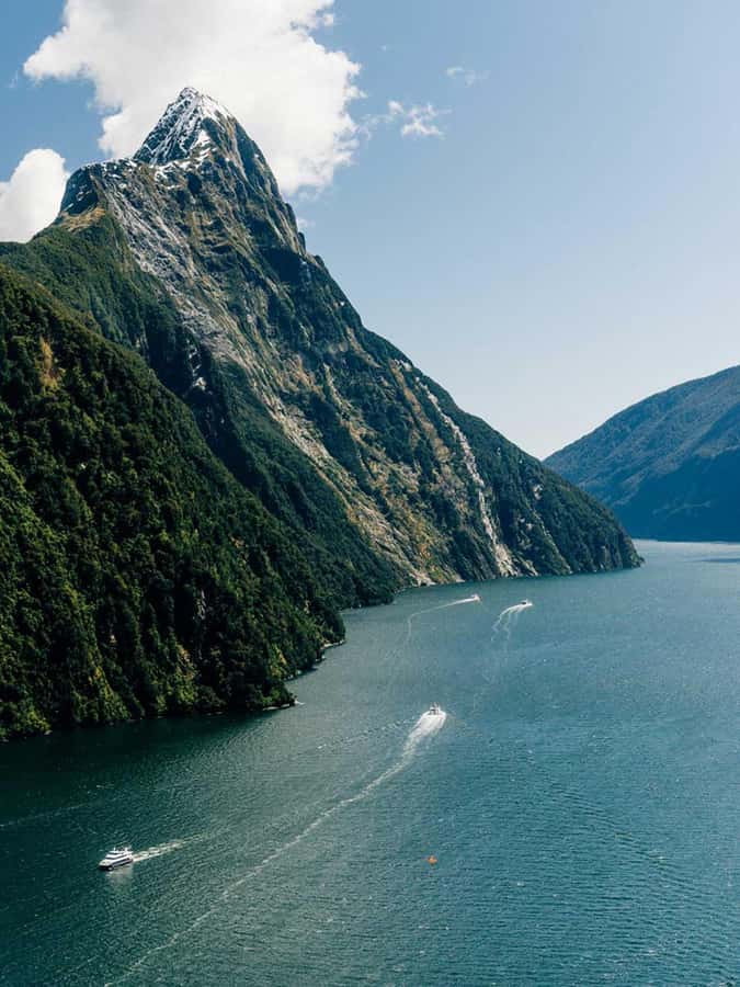 From Wanaka: Milford Sound Flight with Landing & Glaciers - Milford Sound from the air, with one foot on the ground