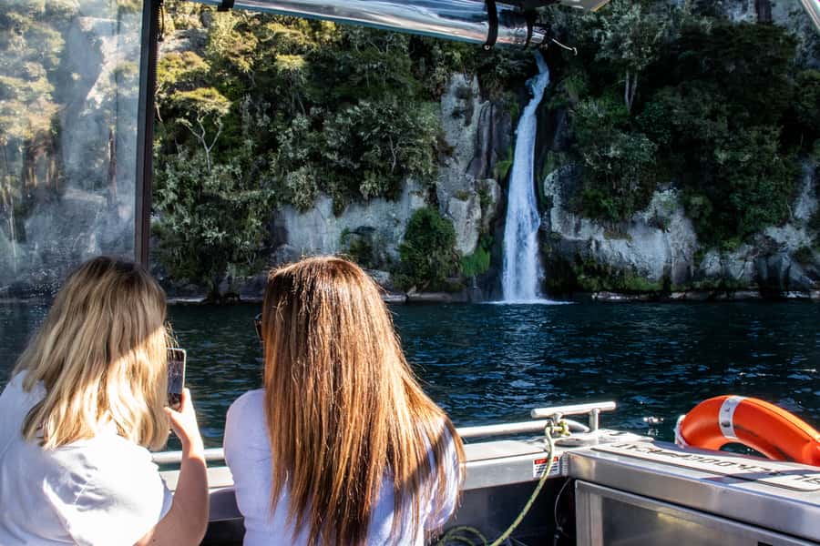 Kinloch: Lake Taupo Catamaran Cruise with Paddleboarding - From Kinloch into waterfall country and the native forest walk