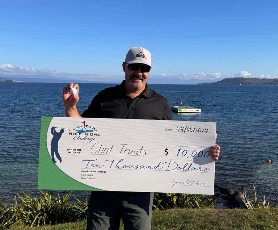 Lake Taupo: Hole in One Golf or Ball Blaster Challenge - The Floating Pontoon Setup and the 102m Aim