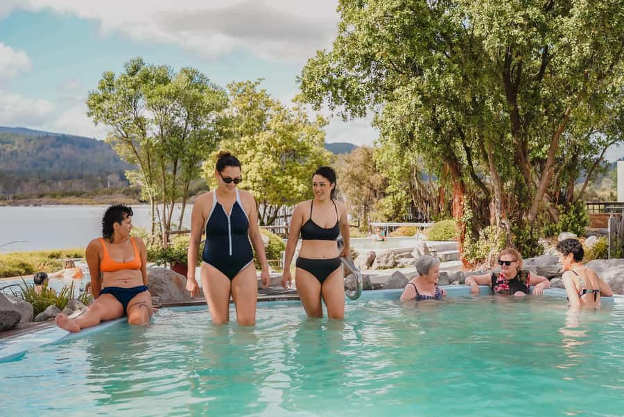 MITAI MAORI VILLAGE Night XP & Polynesian Spa from Auckland - Redwood Forest Treewalk as your calm, self-paced nature moment