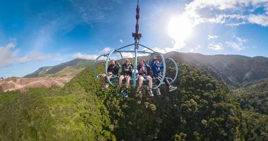 Nelson: Cable Bay Adventure Park Skywire Experience - Meet the seats and harness: racing-car comfort with 5-point security