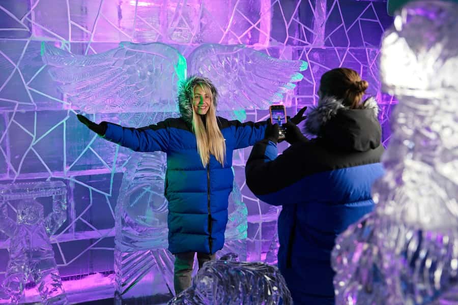 Queenstown: Ice Bar Entry with Warm Winter Gear and Drink - The ice room: sculpted, changing, and made for photos