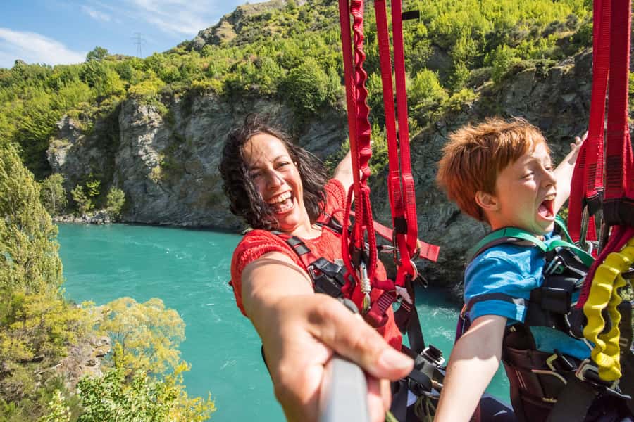 Queenstown: Kawarau Zipride! (3 Lines - Family Fun) - Seated harness and the automatic winch back to the top