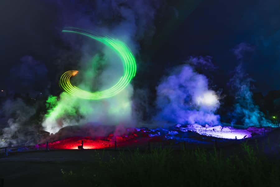 Rotorua: Marama Geyser Light Trail & Geothermal Experience - Ten scenes in a spectrum of light, from paths to geysers