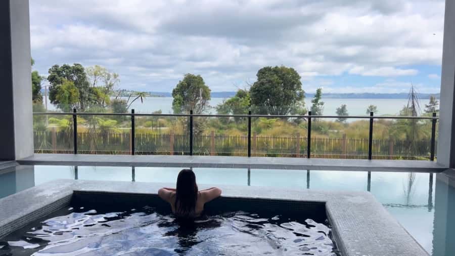 Rotorua: Wai Ariki Hot Springs & Spa 1hr Restorative Bathing - Wai Whakaoho (36°C) hydrotherapy: jets, waterfall showers, and relaxation beds