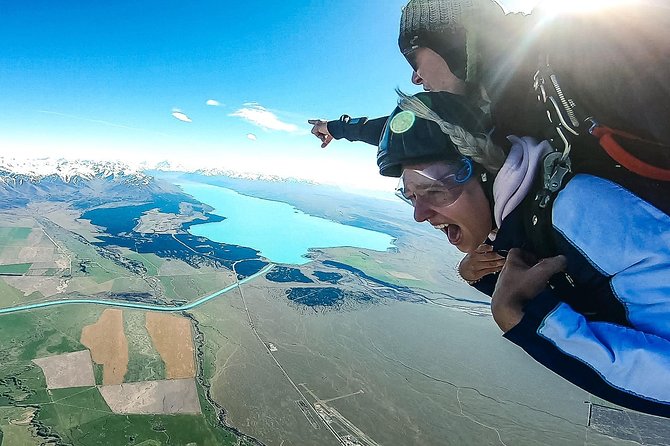Skydive Mt. Cook - 70+ Seconds of Freefall from 16,500ft - Pukaki and Aoraki/Mt Cook, seen from way above