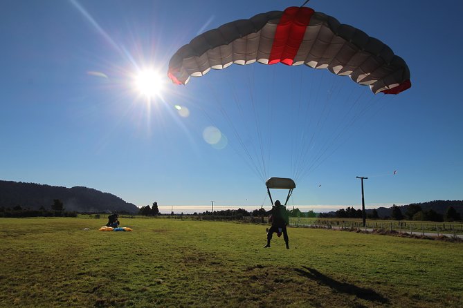 Tandem Skydive 18,000ft from Franz Josef - Parachute time: the landing feels safer than you expect