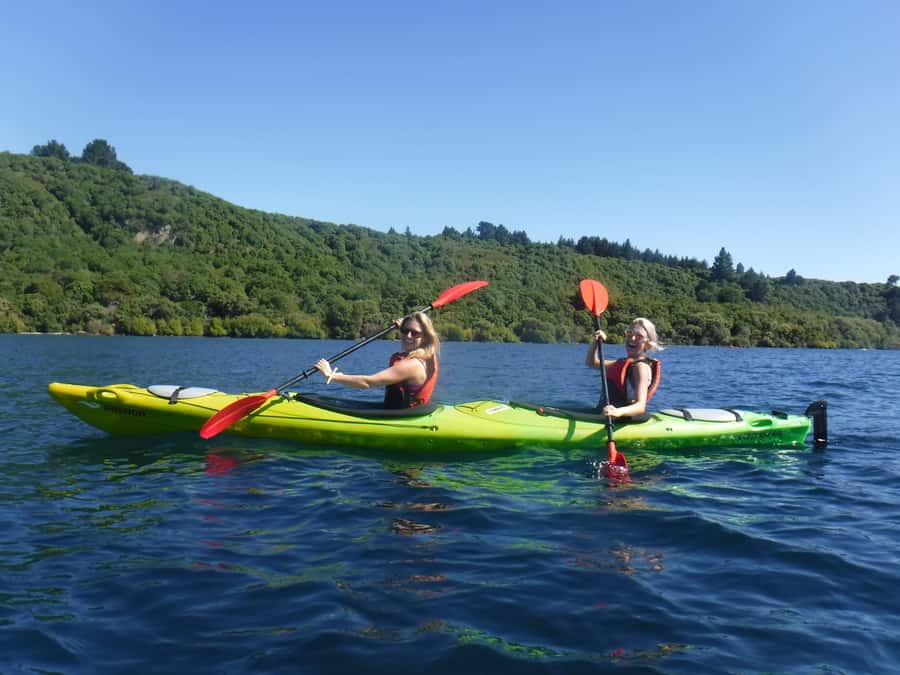 Taupo: Maori Rock Carvings Kayaking Tour - The swim and rock jumping stop: fun, but take the cold seriously