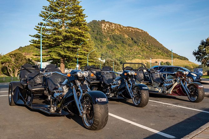 TAURANGA SHORE EXCURSION: Epic 25 min V8 Trike tour of Mt Maunganui & Tauranga - Stop-by-stop: Mt Maunganui Main Beach and the coastal cruise loop