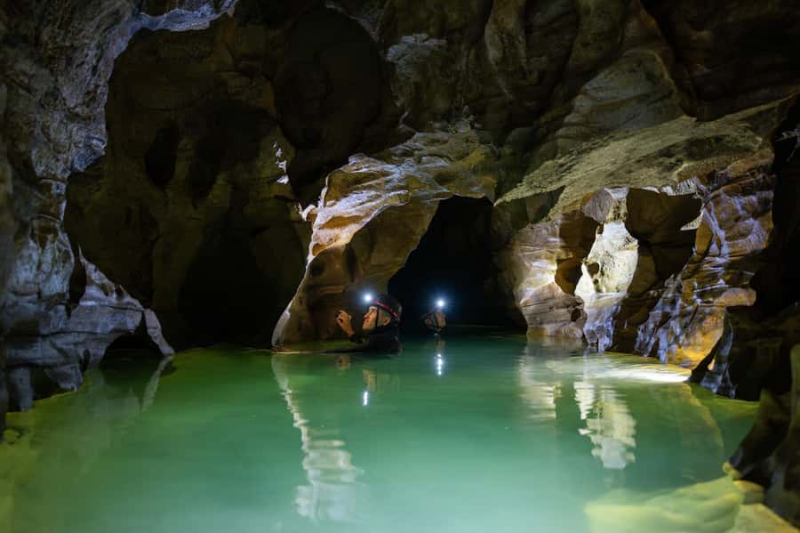 The Waitomo Experience : Okohua Glowworm Cave Tour - The optional rock jump and other moments of controlled adrenaline